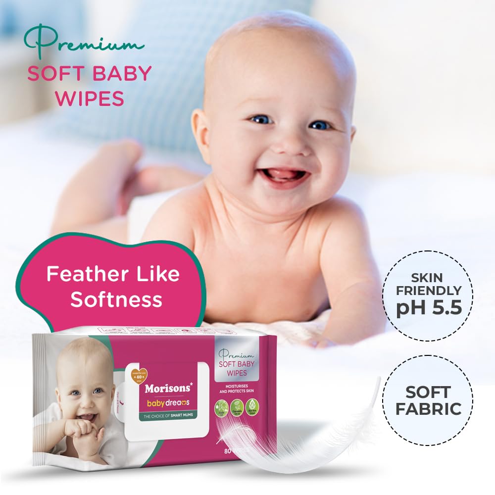 Morisons Baby Dreams Premium Soft Cleansing Baby Wipes 72 Pcs (Pack of 1)