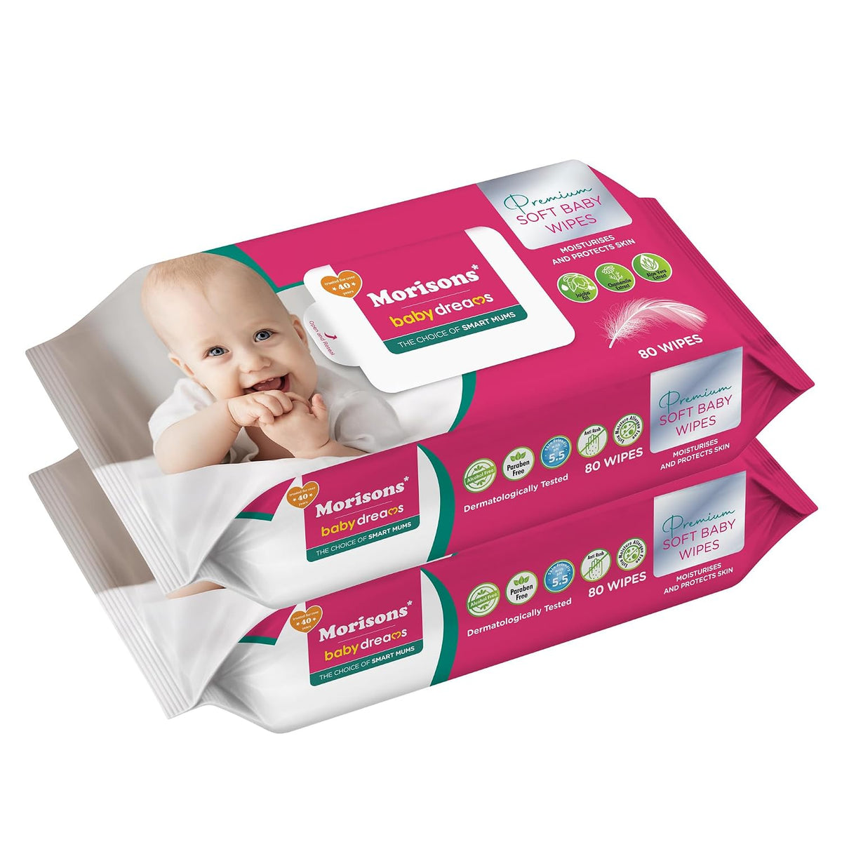 Morisons Baby Dreams Premium Soft Cleansing Baby Wipes 72 Pcs (Pack of 1)
