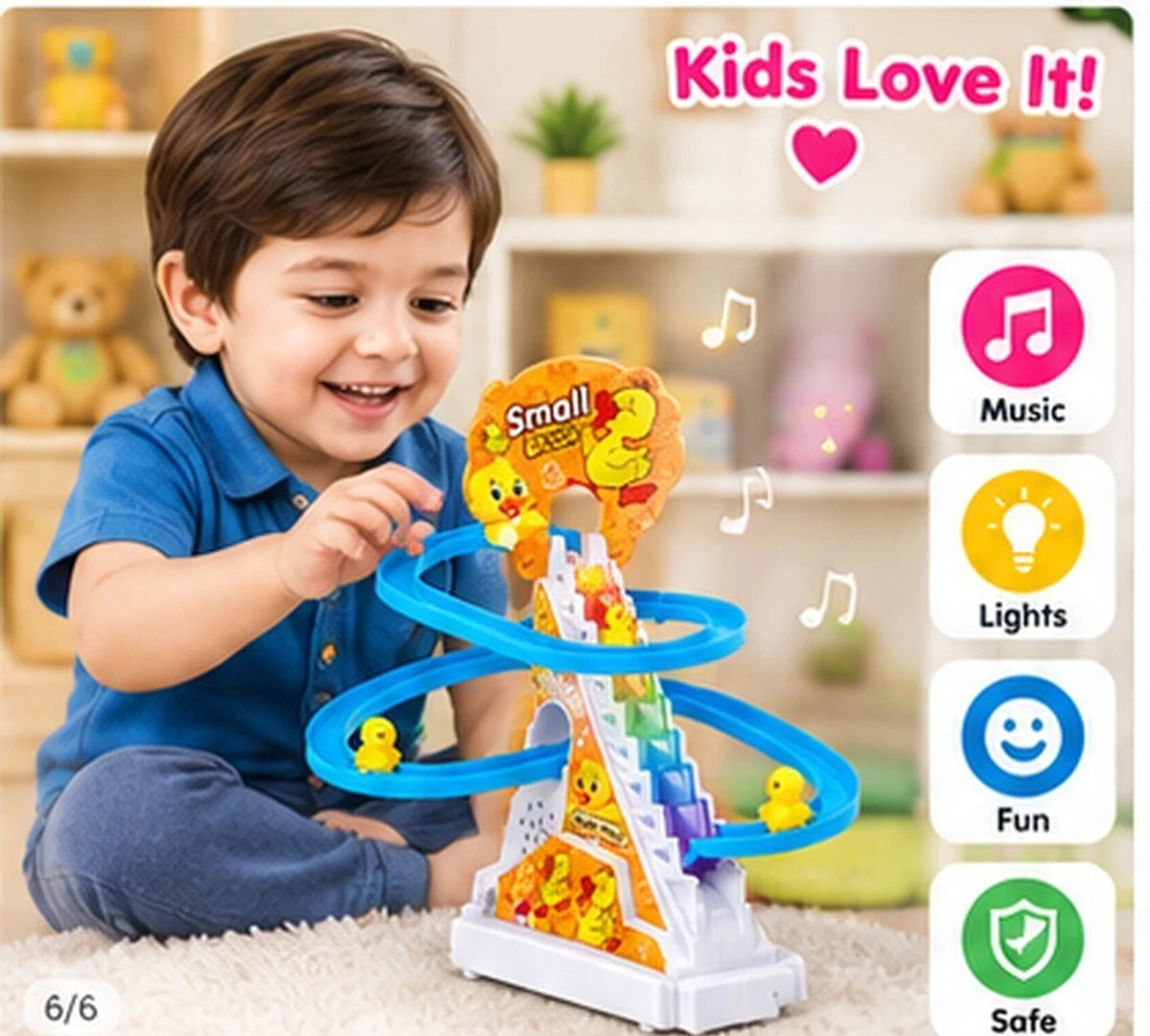 Small Duck Slide Toy | Battery Operated Fun Track Toy for Kids (Yellow)